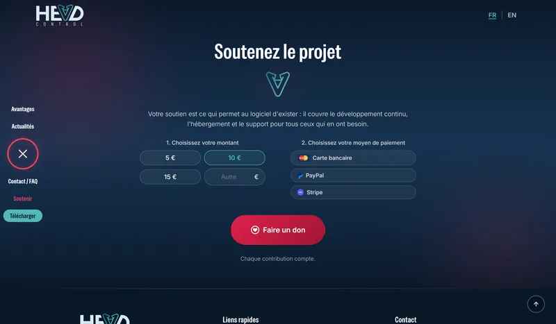 Head Control - page de soutien au projet