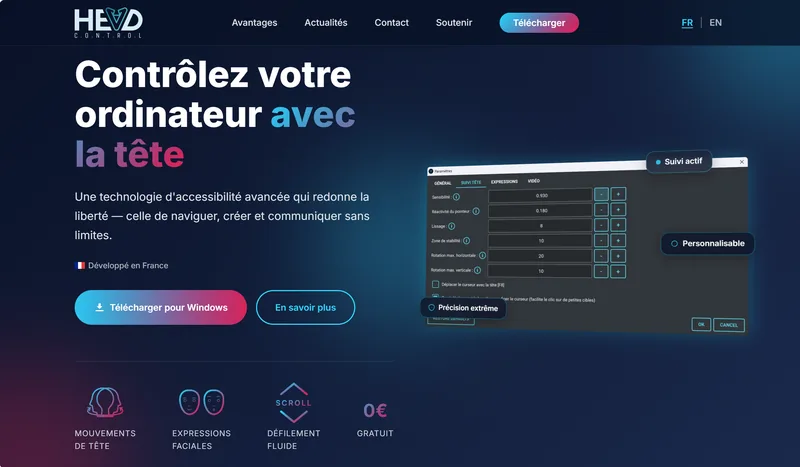 Head Control — logiciel DeepTech d'accessibilité numérique, hero section
