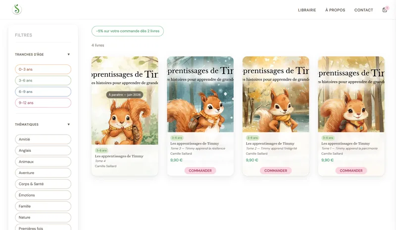 Éditions Saillard — page librairie avec filtres